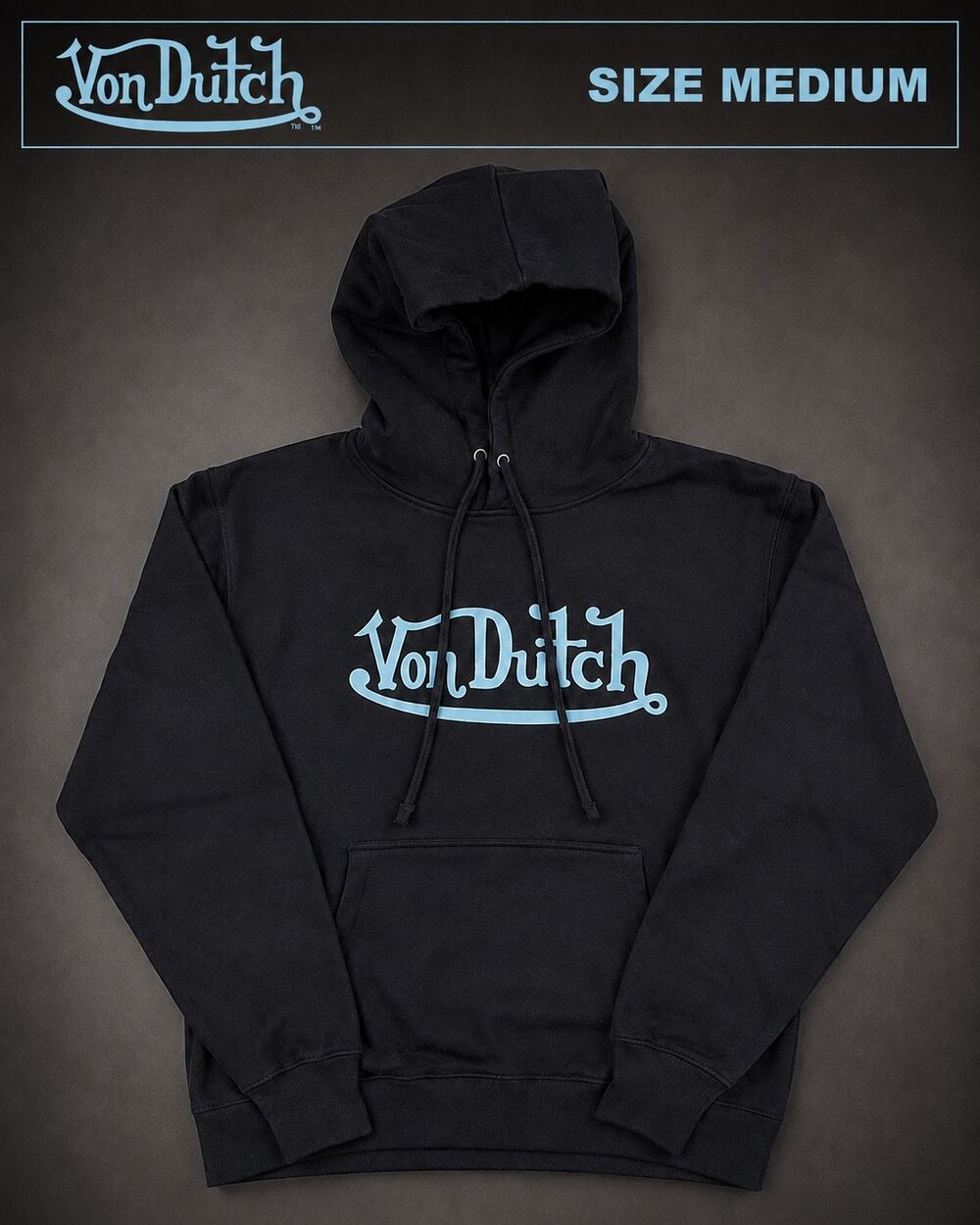 Von Dutch Black Logo Pullover Hoodie Medium NWOT